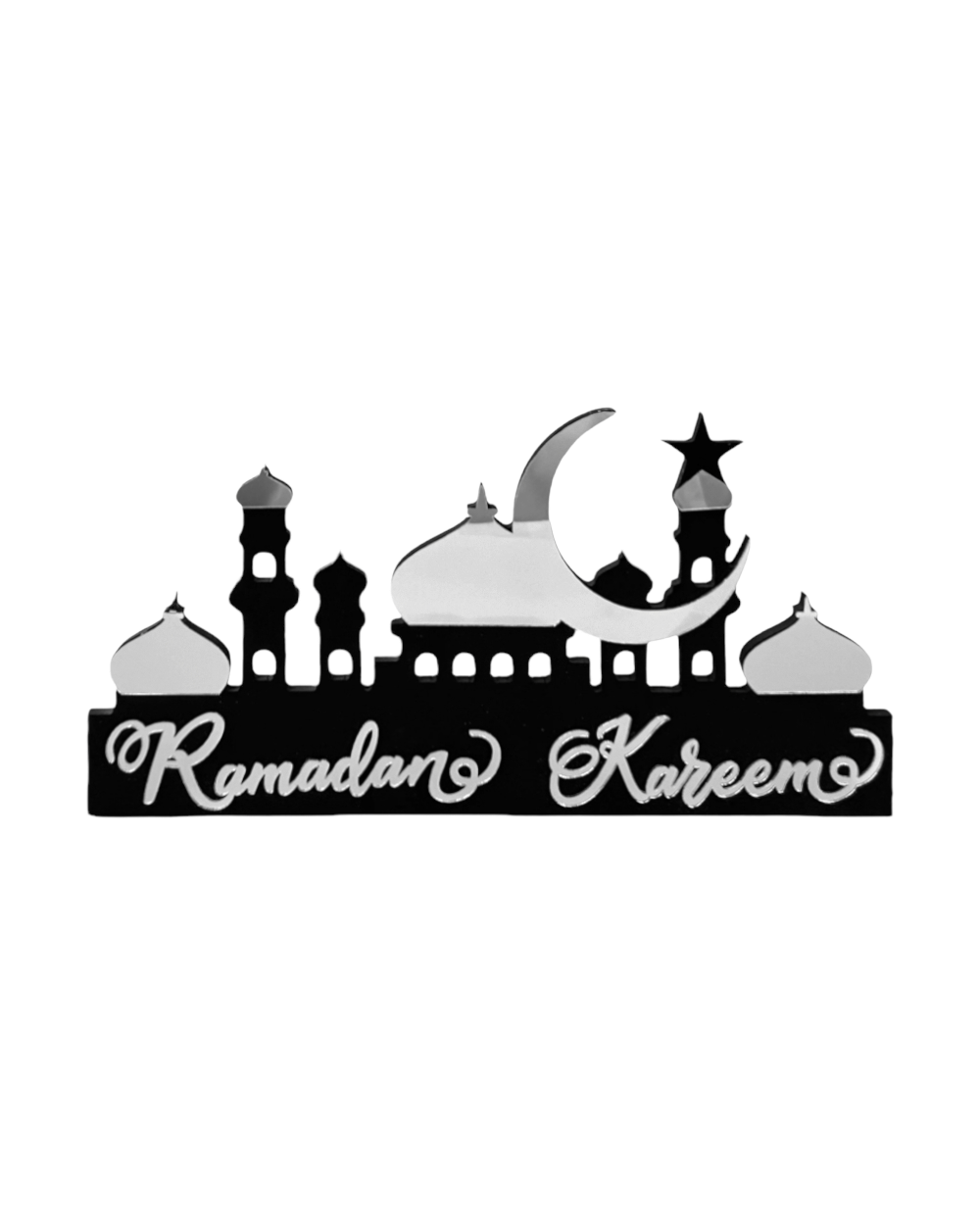 Déco Mosquée Ramadan Mubarak - Noir et Argent