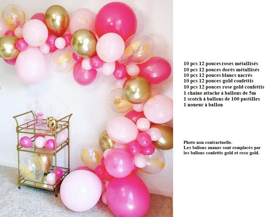 Ballons anniversaire rose gold décoration arche ballon
