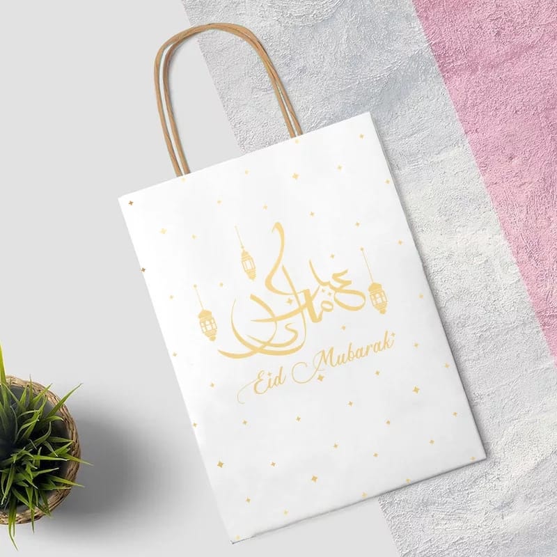 sac cadeaux blanc deco | Eid Accessories | Cute gift bags | sacs cadeaux en papier - Happy Muz Deco