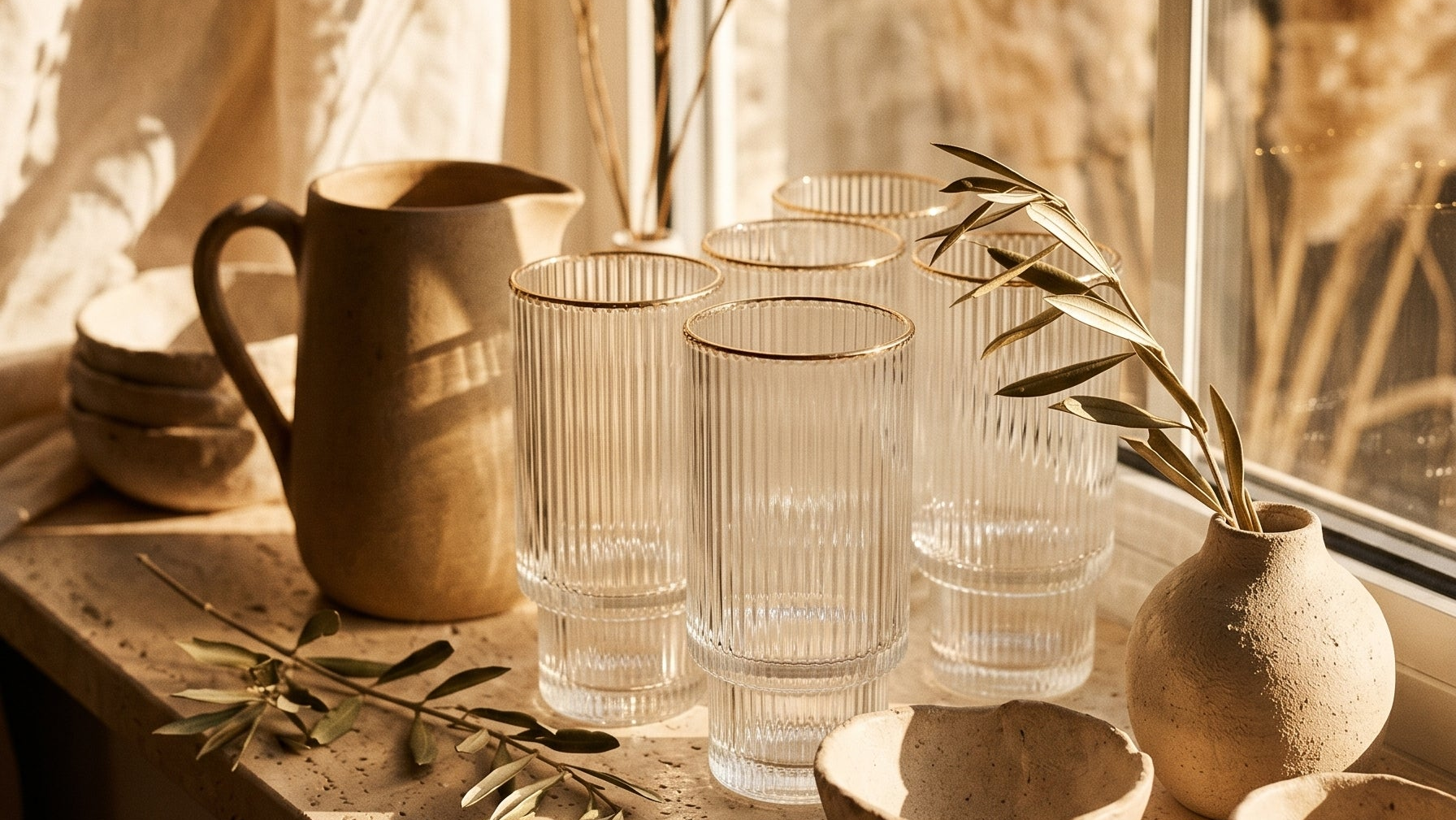 Sélection de pièces d'art de la table en céramique et verre soufflé — Happy Muz Deco