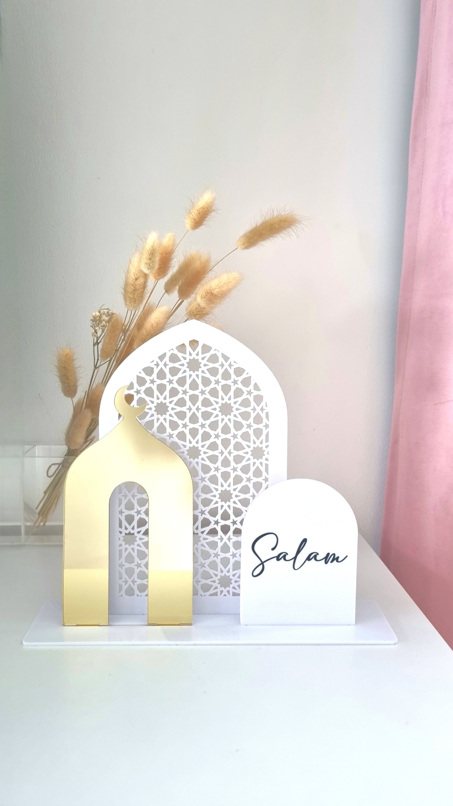 Déco en Acrylique Trio Eid et Salam - Blanc et Doré