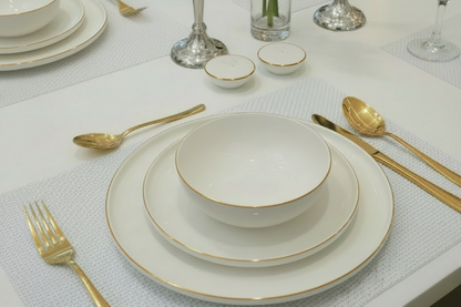 Service à vaisselle Anna 27 pièces en porcelaine liseré doré