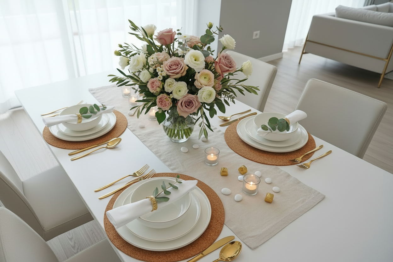 Service à vaisselle Anna 27 pièces en porcelaine liseré doré