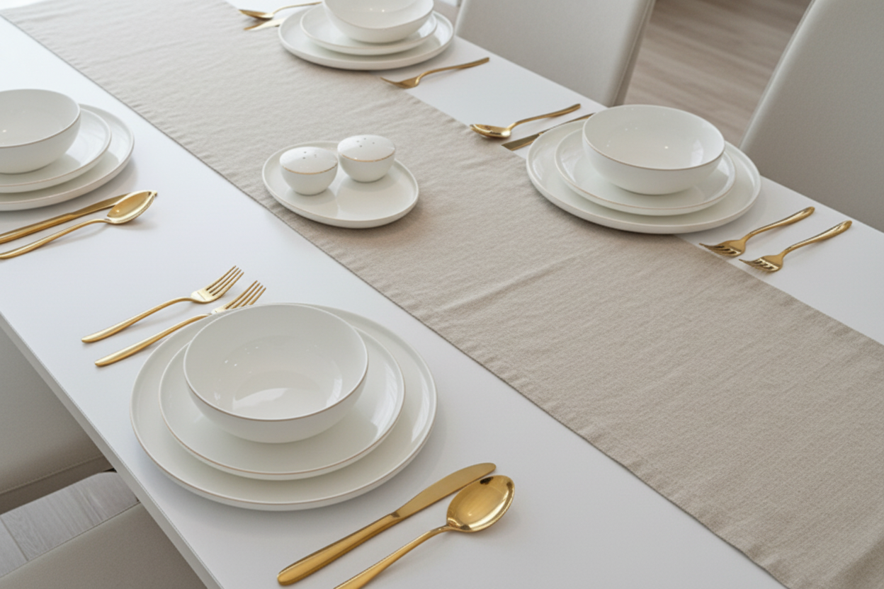 Service à vaisselle Anna 27 pièces en porcelaine liseré doré