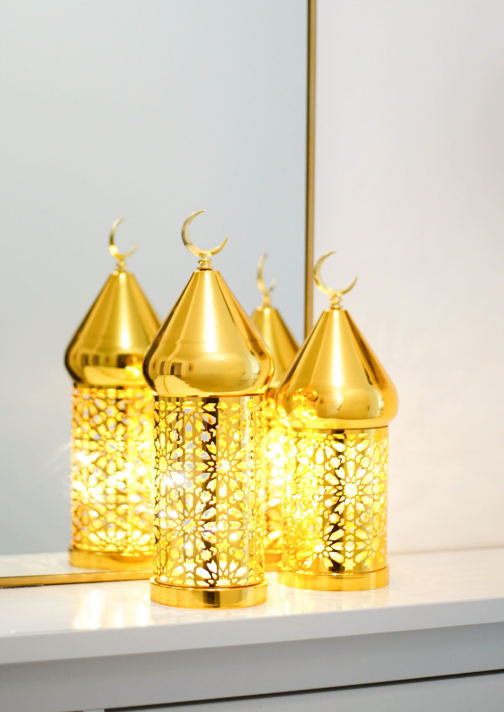 Grande Lanterne lumineuse LED - Doré