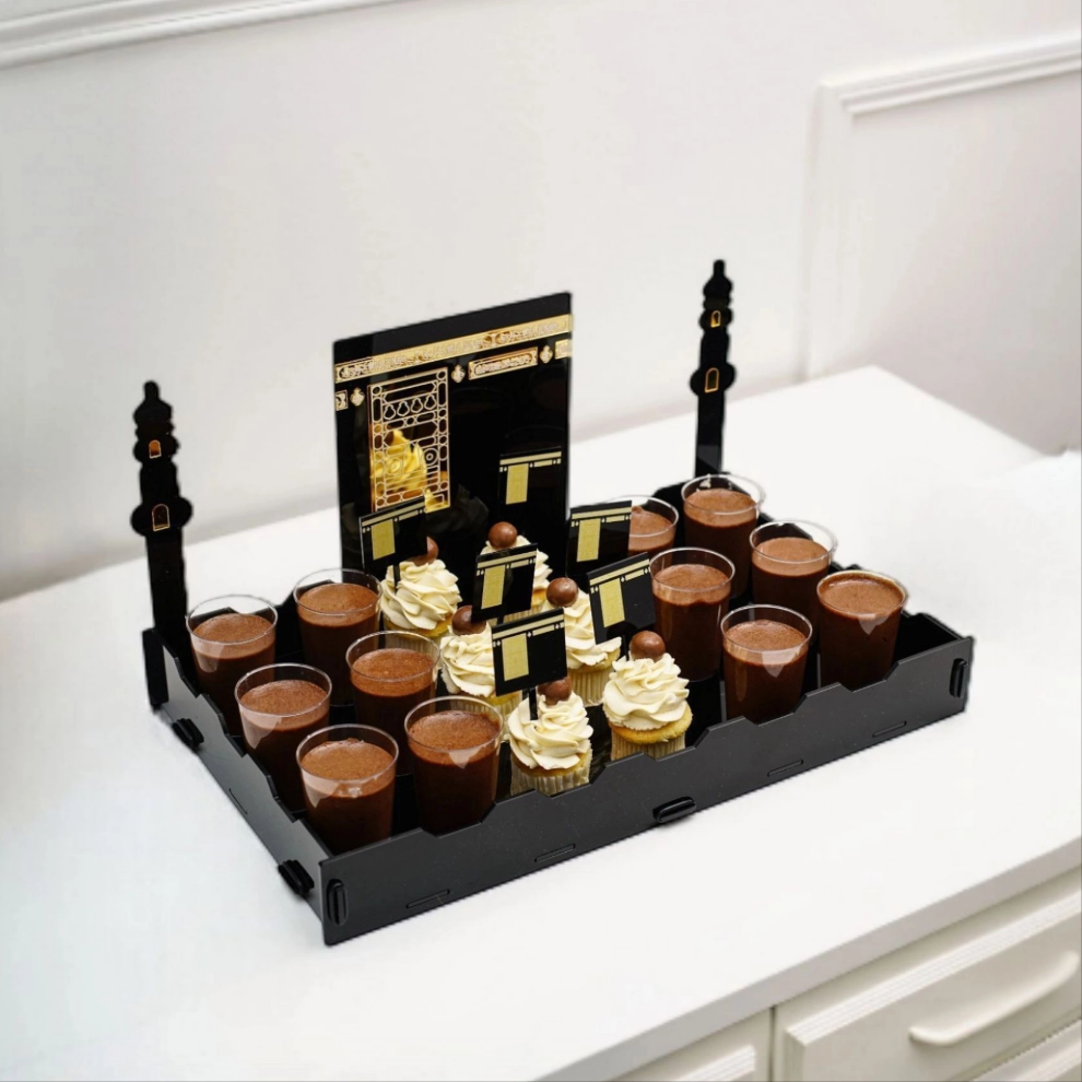 Plateau Kaaba en Acrylique - Noir et doré