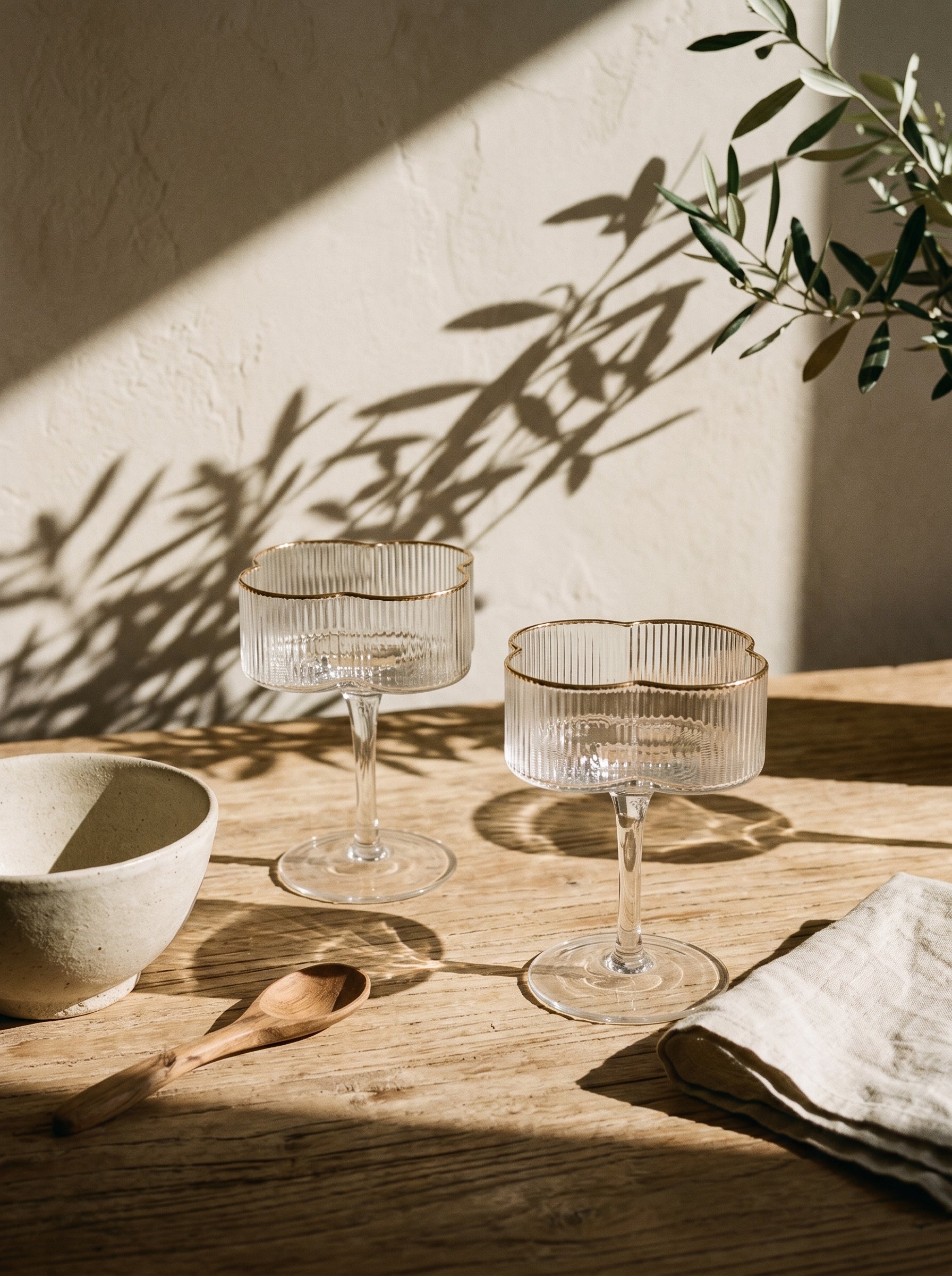 Lot de 6 verres à cocktail Trèfle – Liseré doré