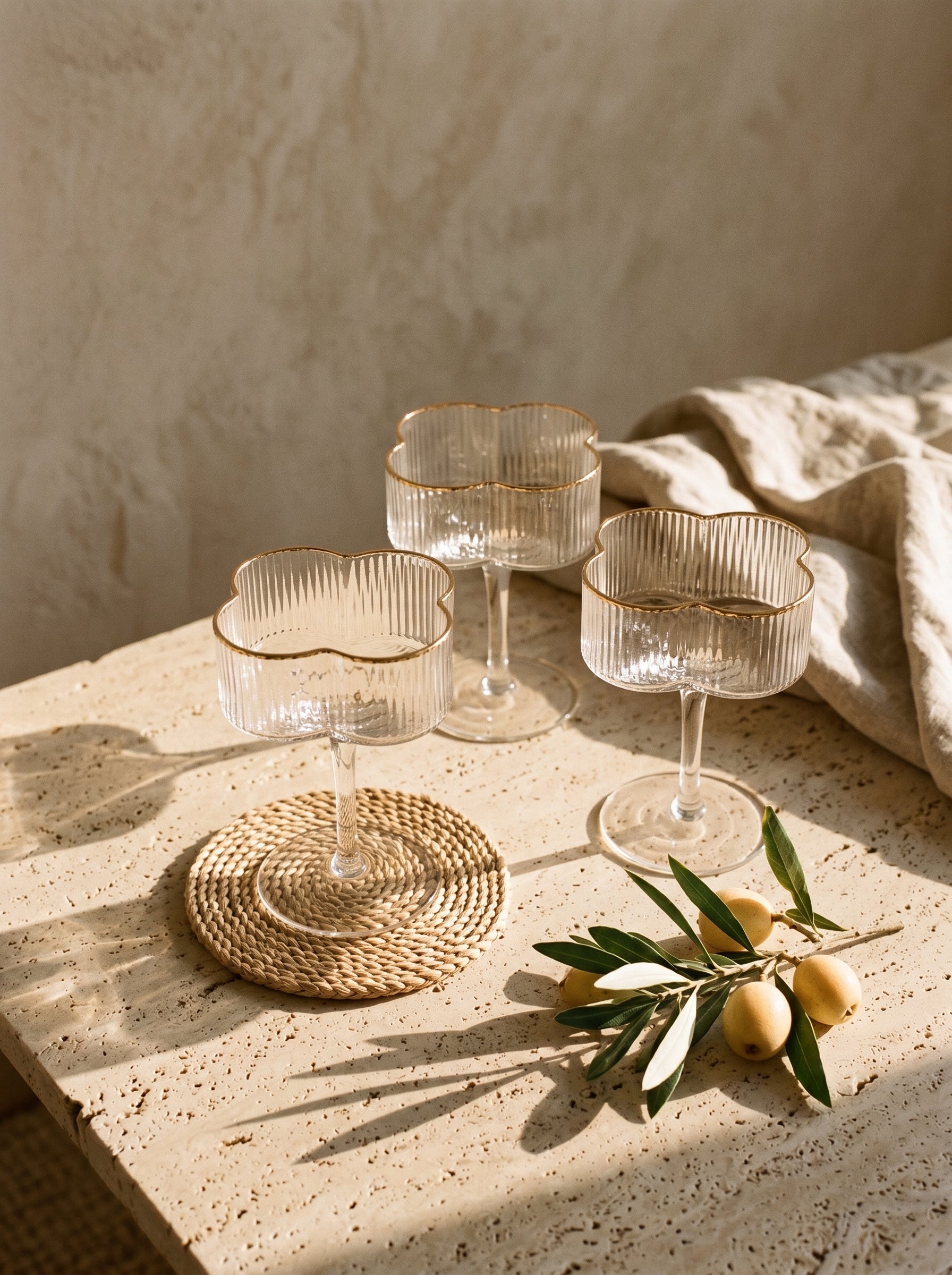 Lot de 6 verres à cocktail Trèfle – Liseré doré