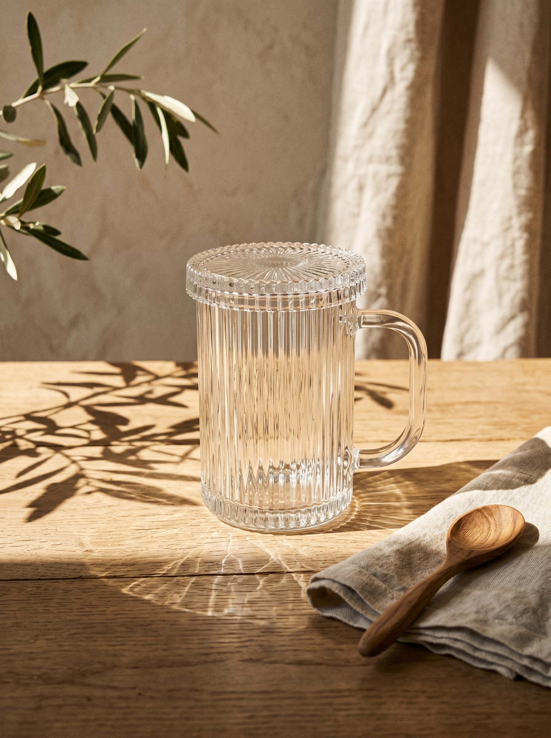 Tasse en verre design avec couvercle