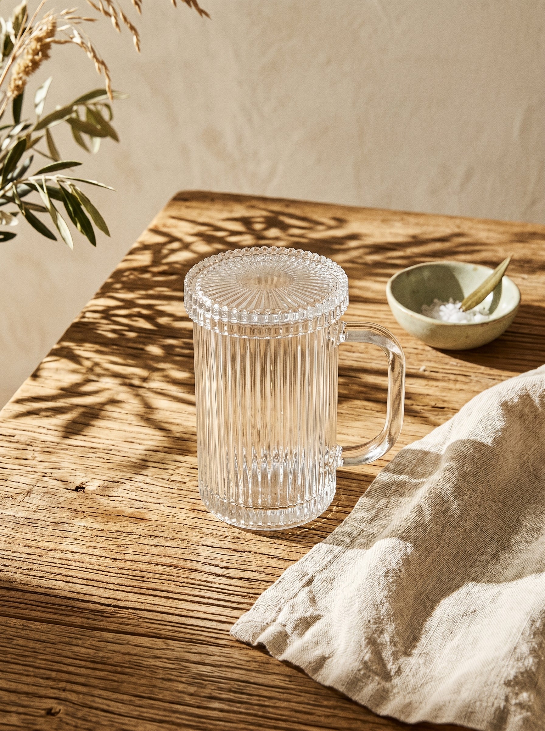 Tasse en verre design avec couvercle