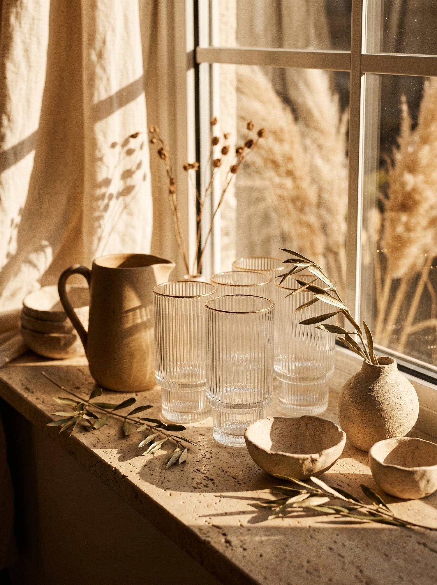 Lot de 6 grands Verres Lines – Liseré Doré