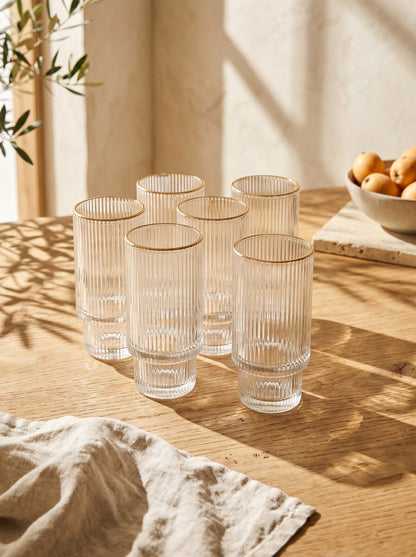 Lot de 6 grands Verres Lines – Liseré Doré