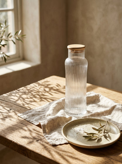 Carafe en verre avec bec – Liseré doré