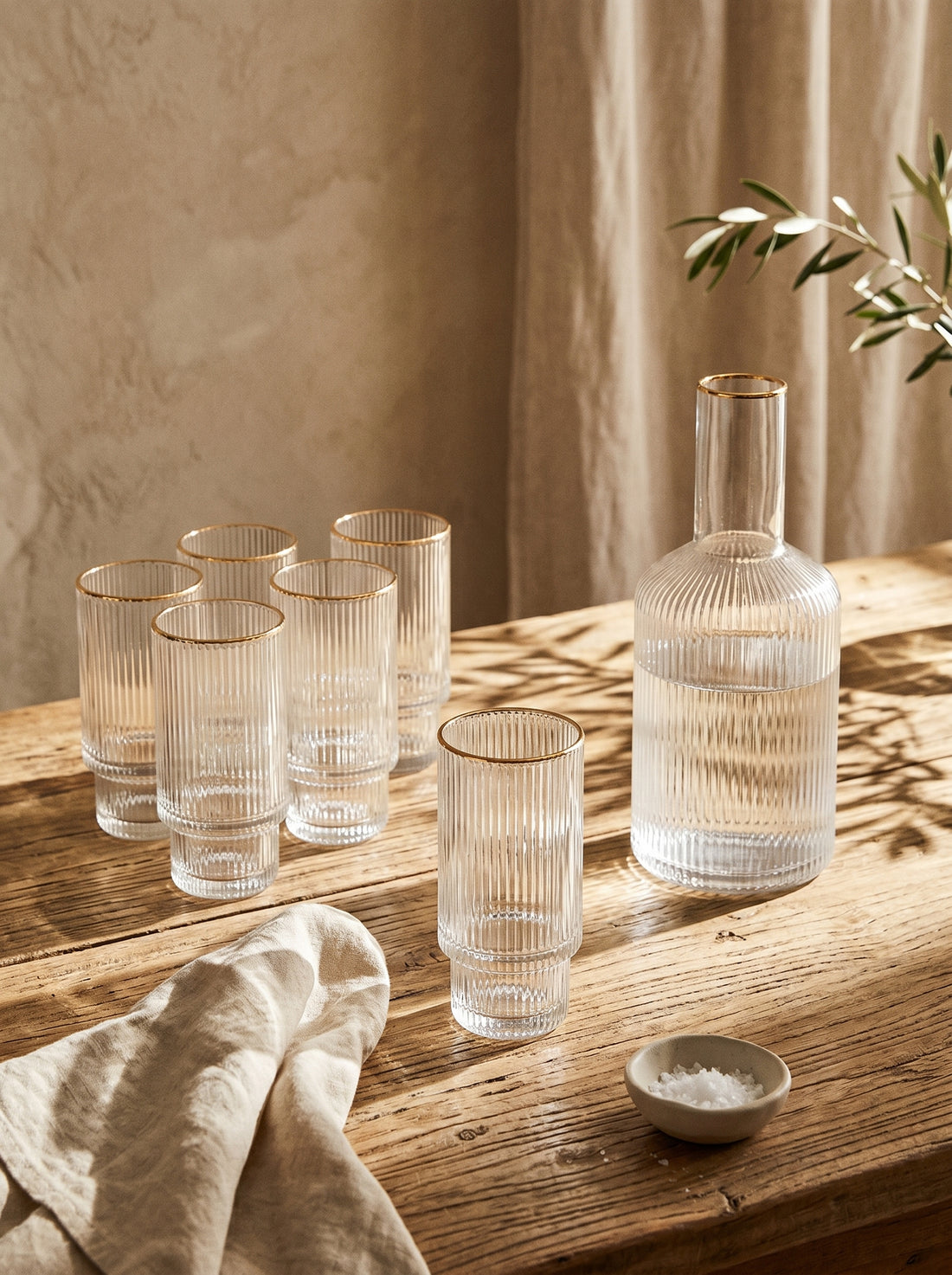 Service carafe et verres – Liseré doré