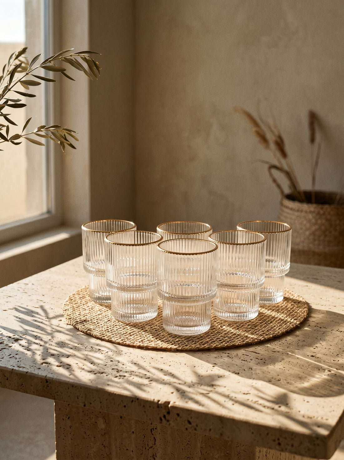 Lot de 6 petit Verres Lines - Liseré Doré