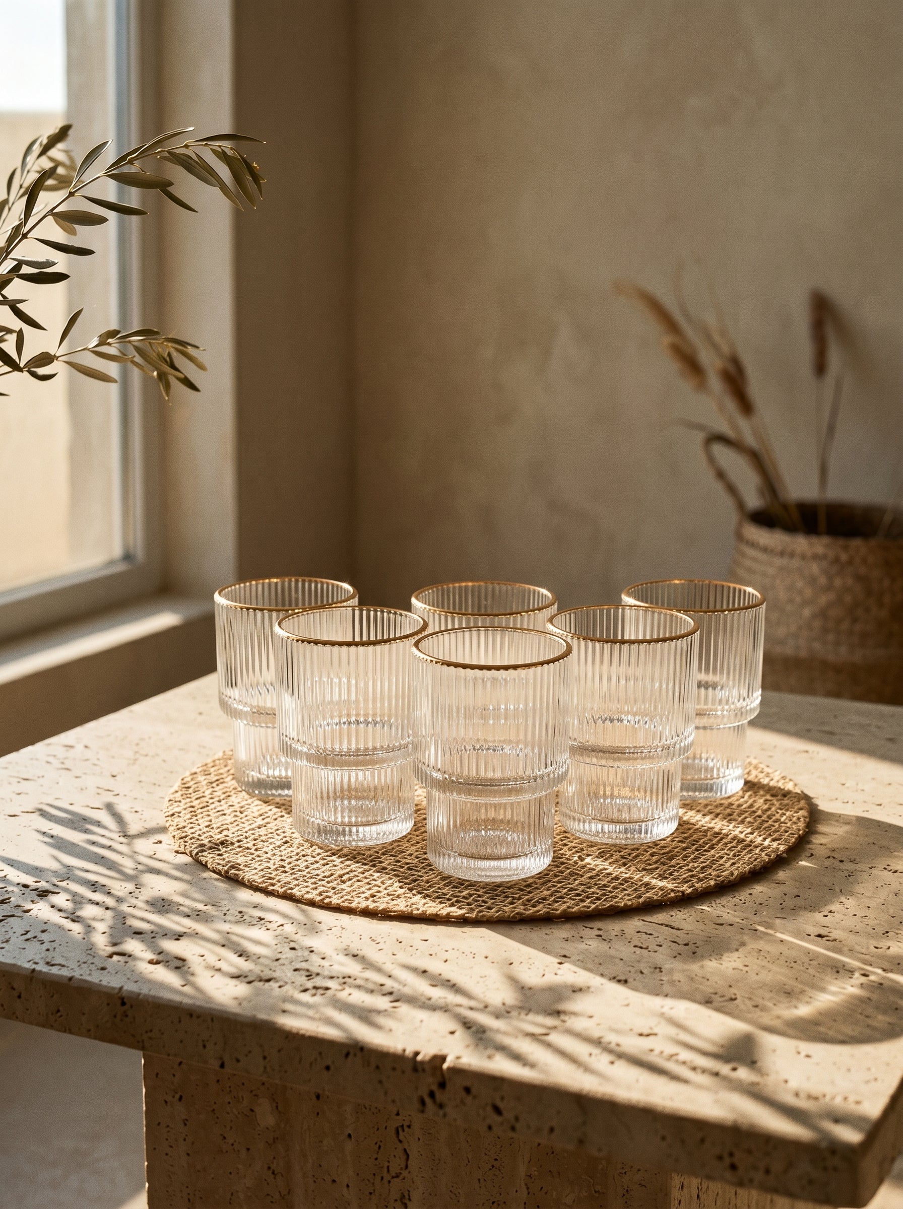 Lot de 6 petit Verres Lines - Liseré Doré
