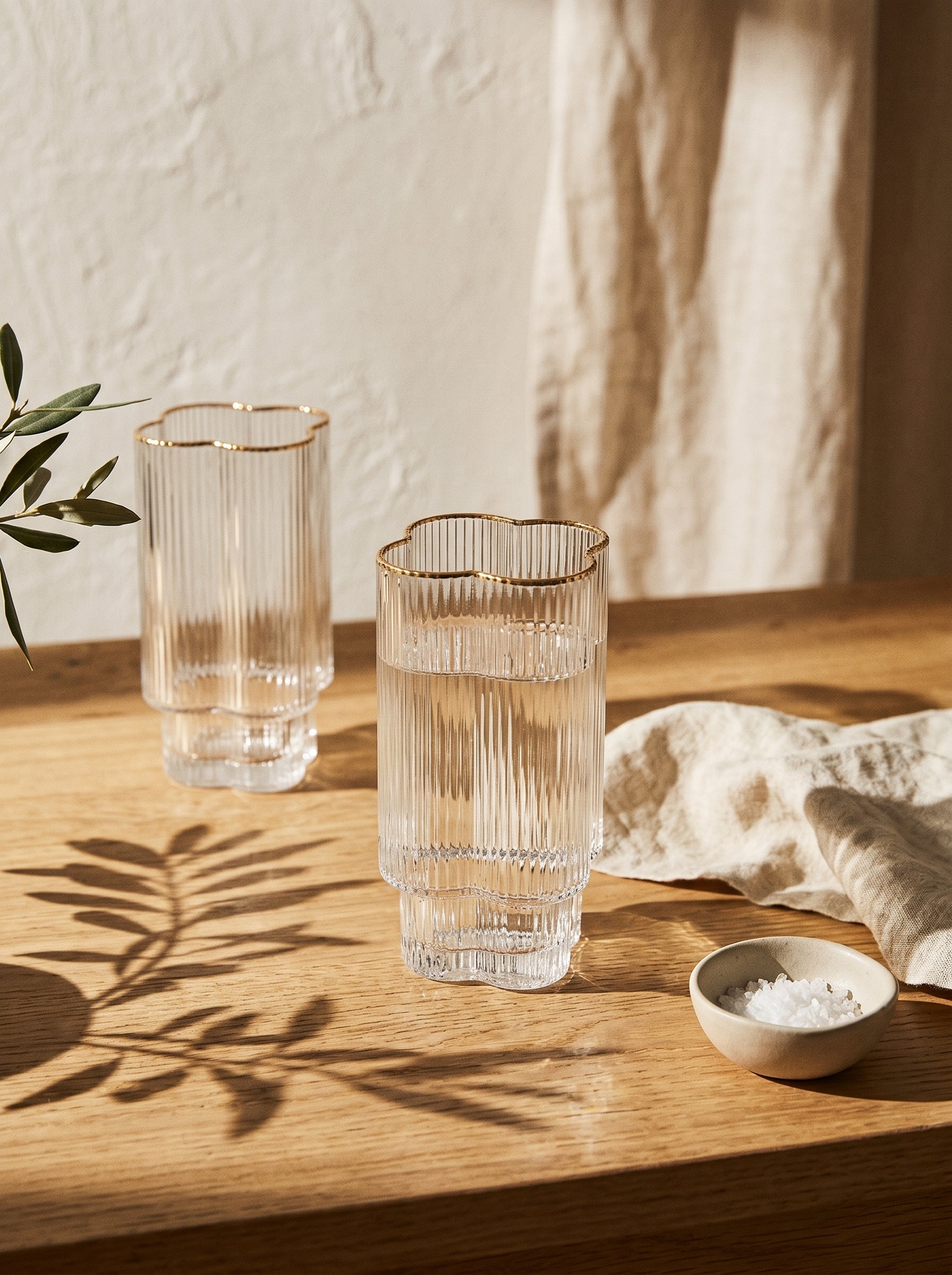 Lot de 6 Grands Verres Trèfle – Liseré Doré