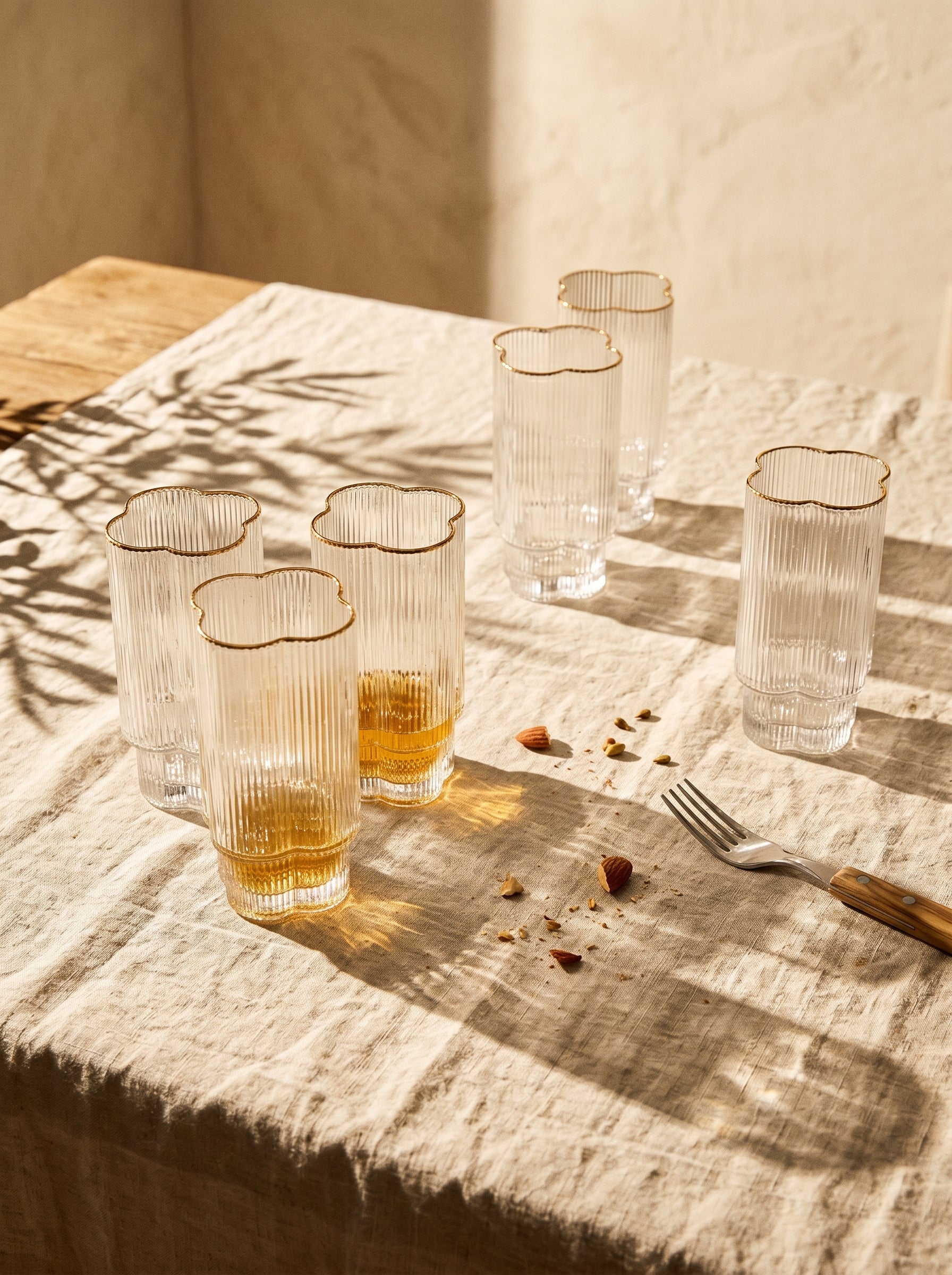 Lot de 6 Grands Verres Trèfle – Liseré Doré
