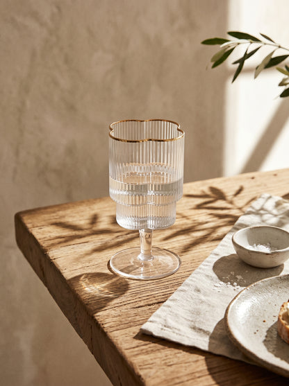 Lot de 6 Verres à pieds Trèfle – Liseré Doré