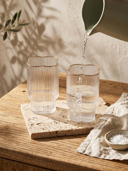 Lot de 6 Petits Verres Trèfle – Liseré doré