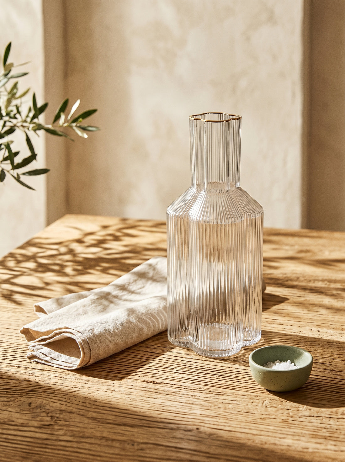 Carafe Trèfle en verre – Liseré doré