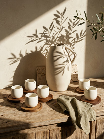 Service à café Egg Wood – Tasses 80 ml avec support bois