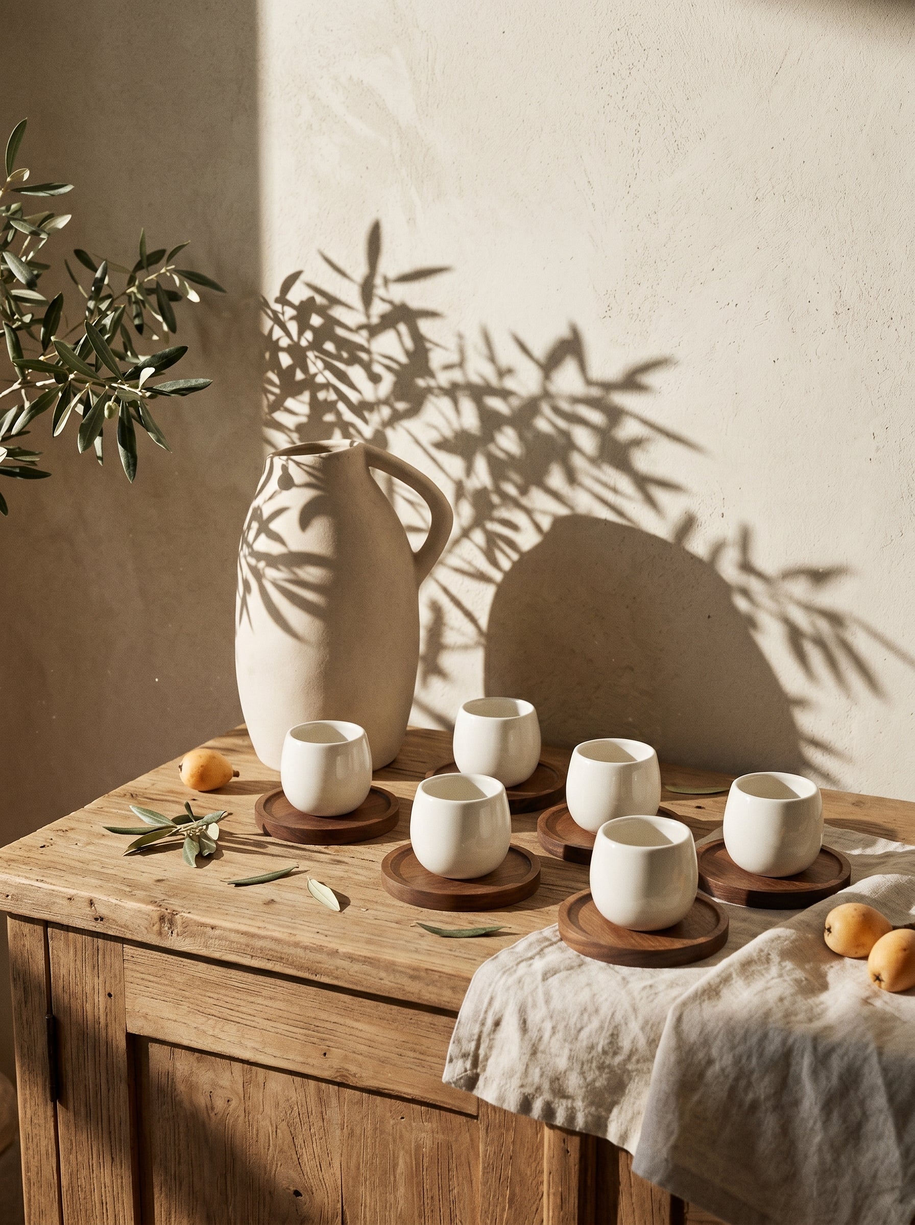 Service à café Egg Wood – Tasses 80 ml avec support bois