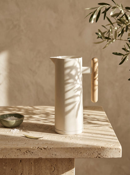 Thermos Blanc avec Manche en Bois