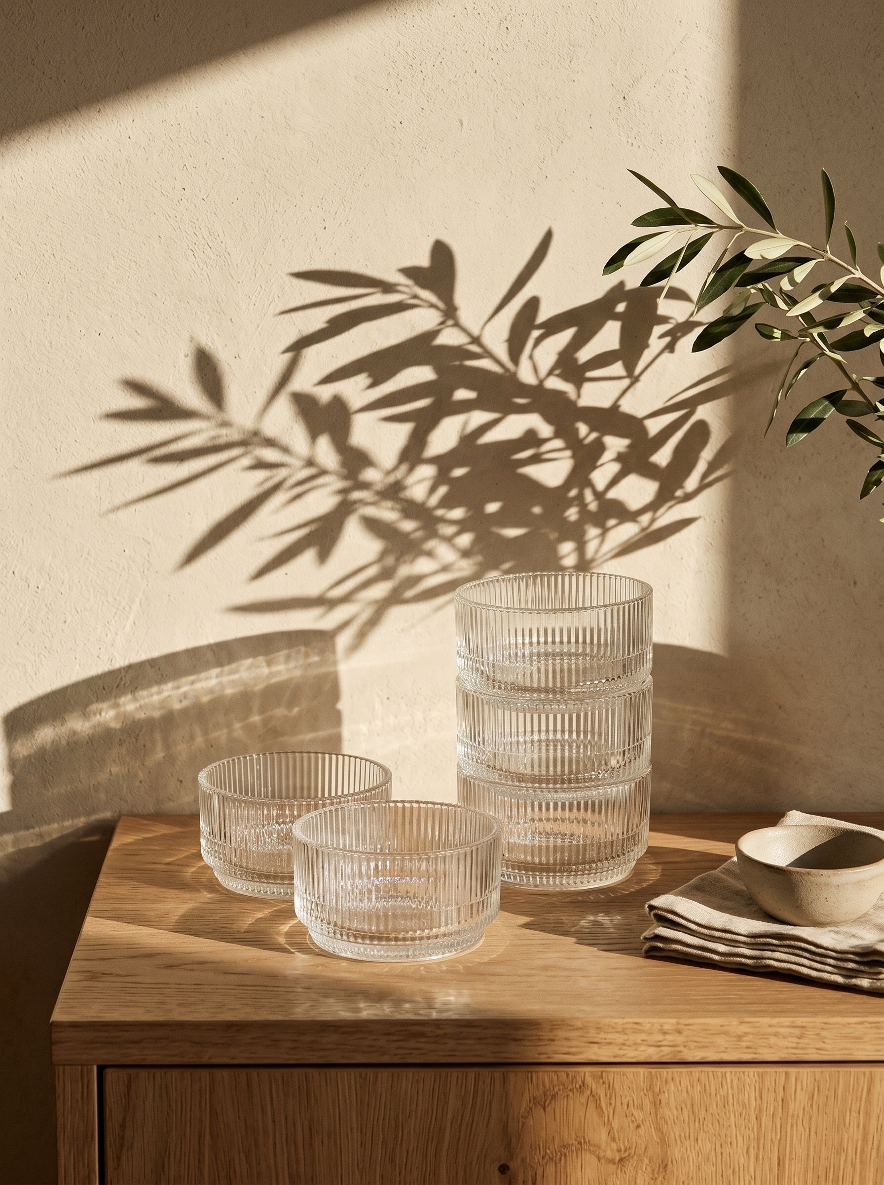 Coupelle en verre strié Stripes à l'unité
