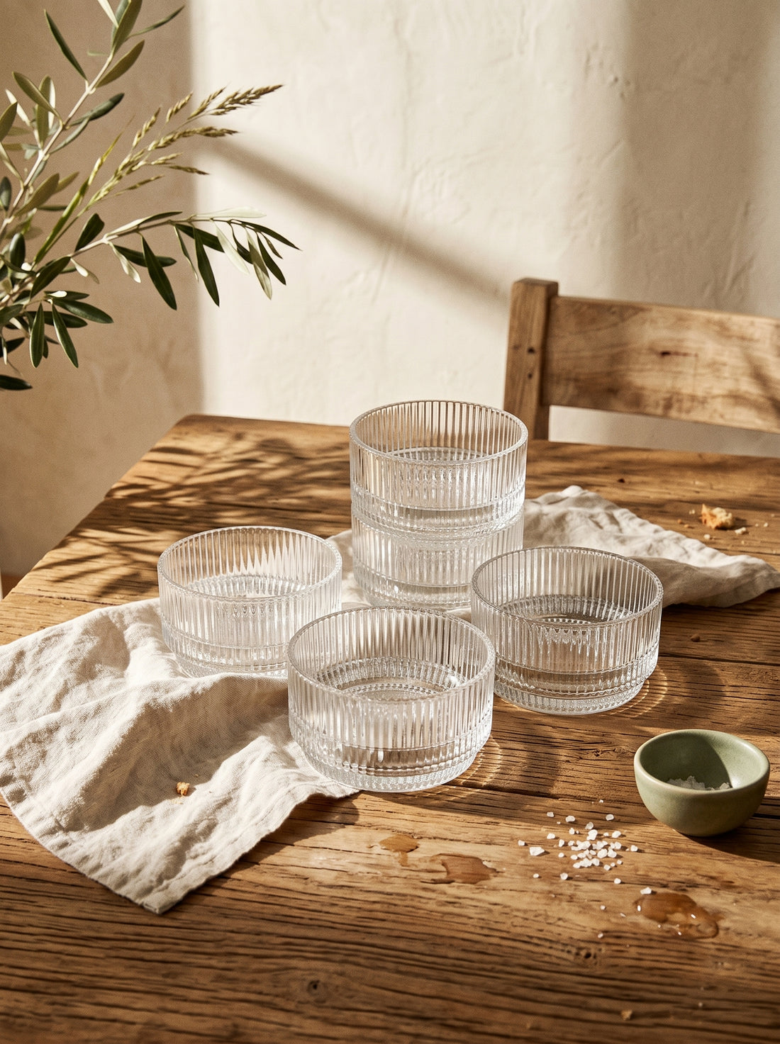 Coupelle en verre strié Stripes à l&