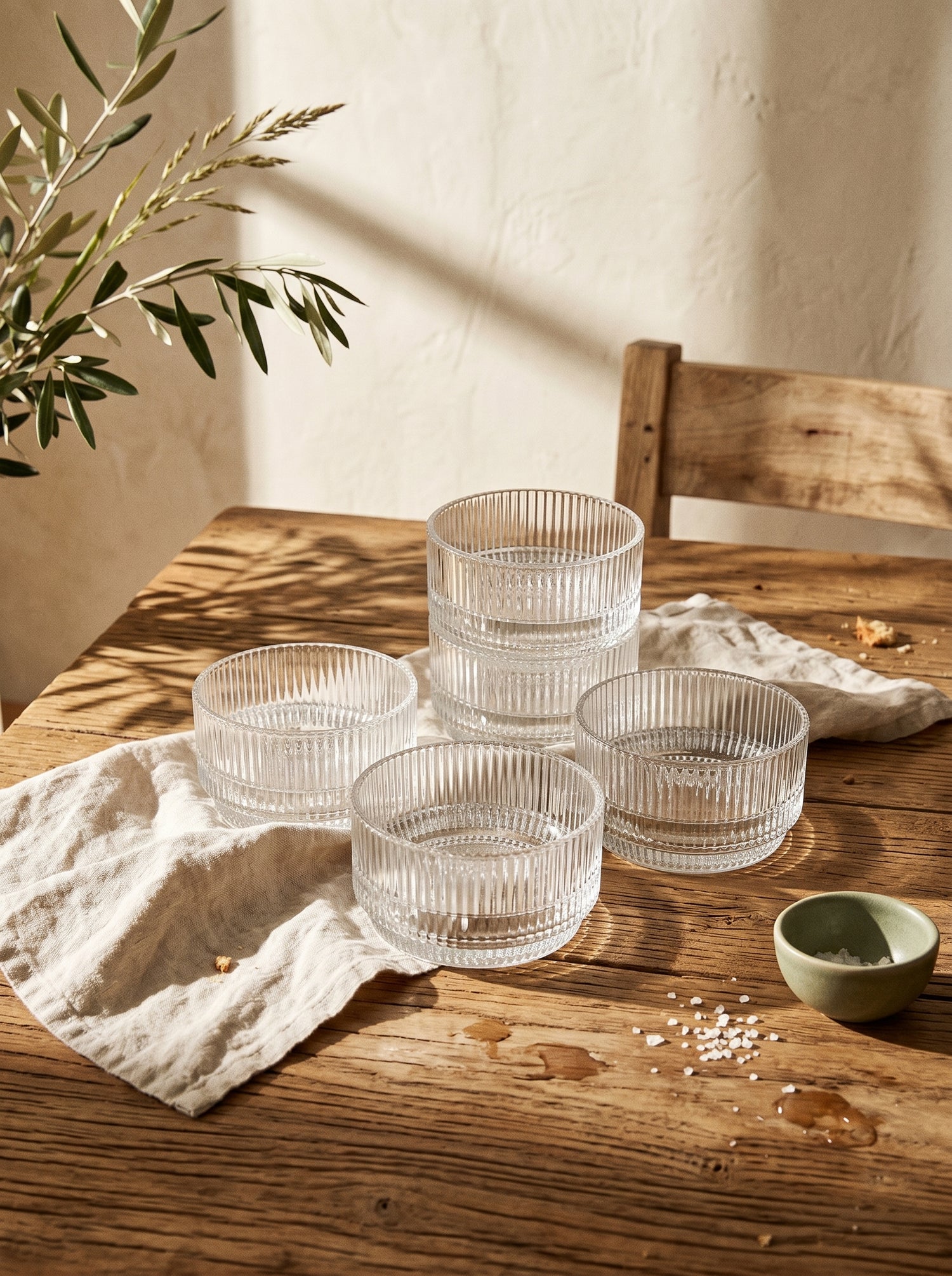 Coupelle en verre strié Stripes à l&