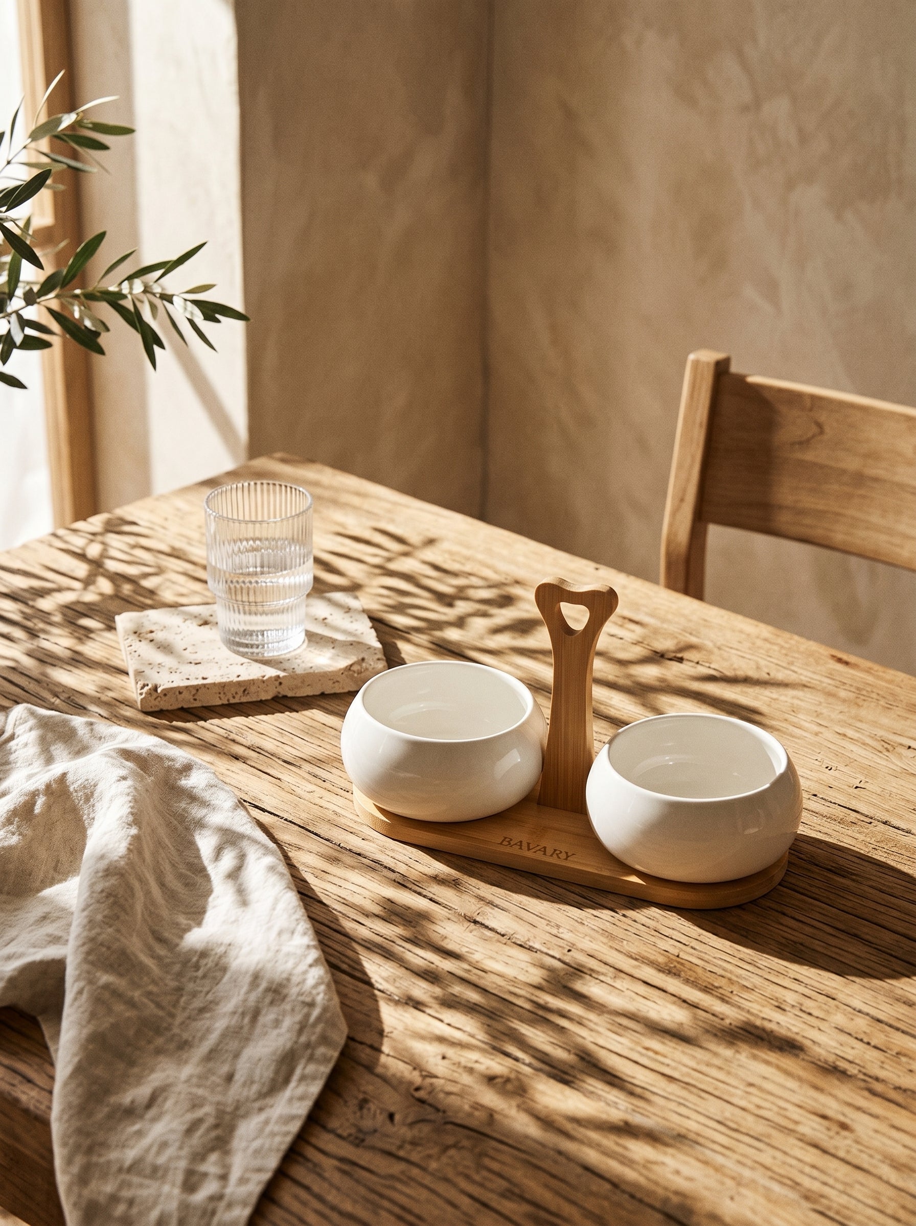 Set de bols apéritif Chubby avec support en bambou
