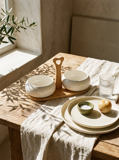 Set de bols apéritif Chubby avec support en bambou