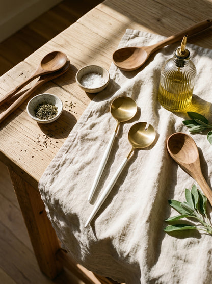 Set à Salade Design Doré et Blanc