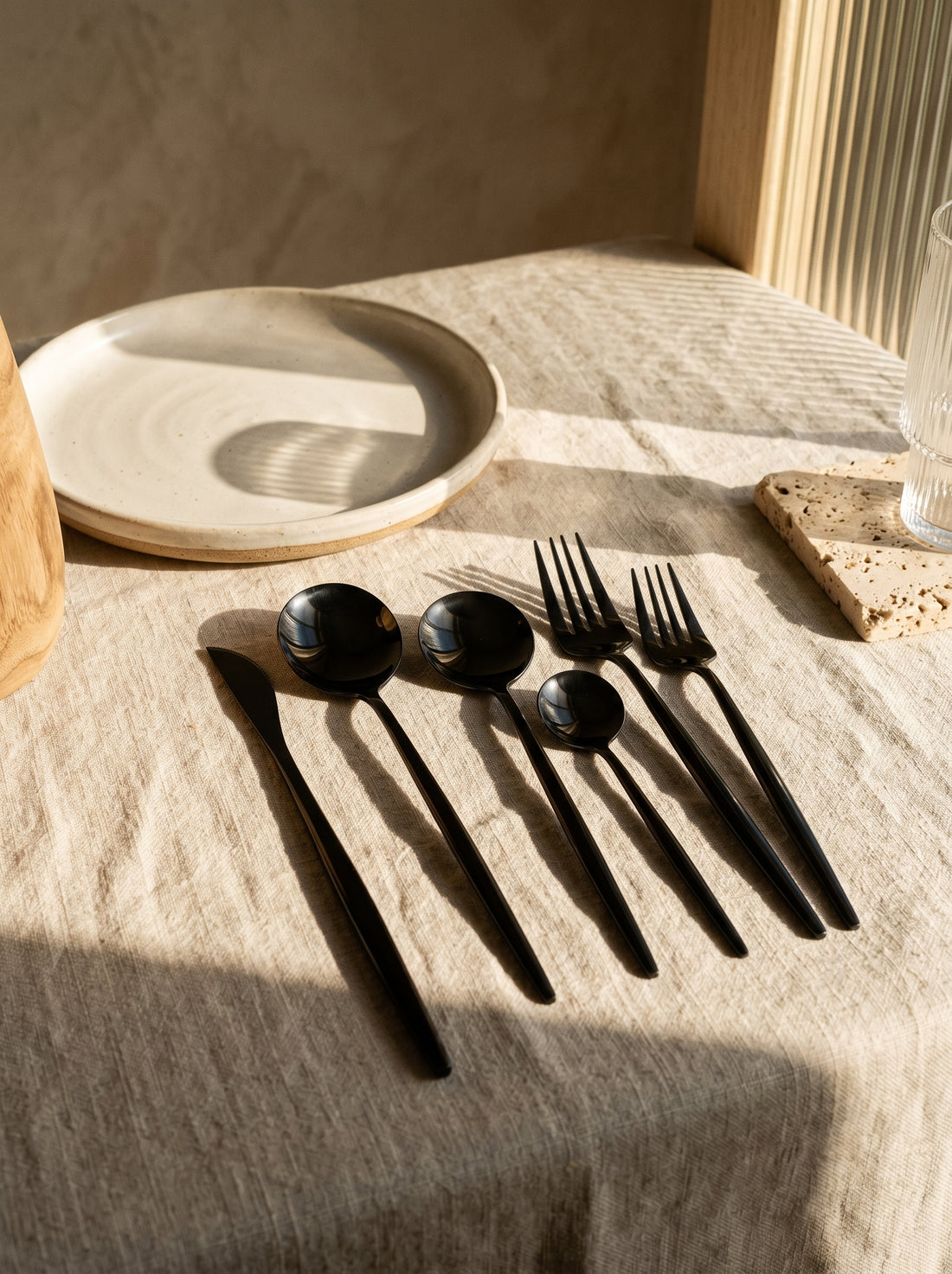 Set Complets de Couverts - Ménagère 36 pièces - Inox Anthracite