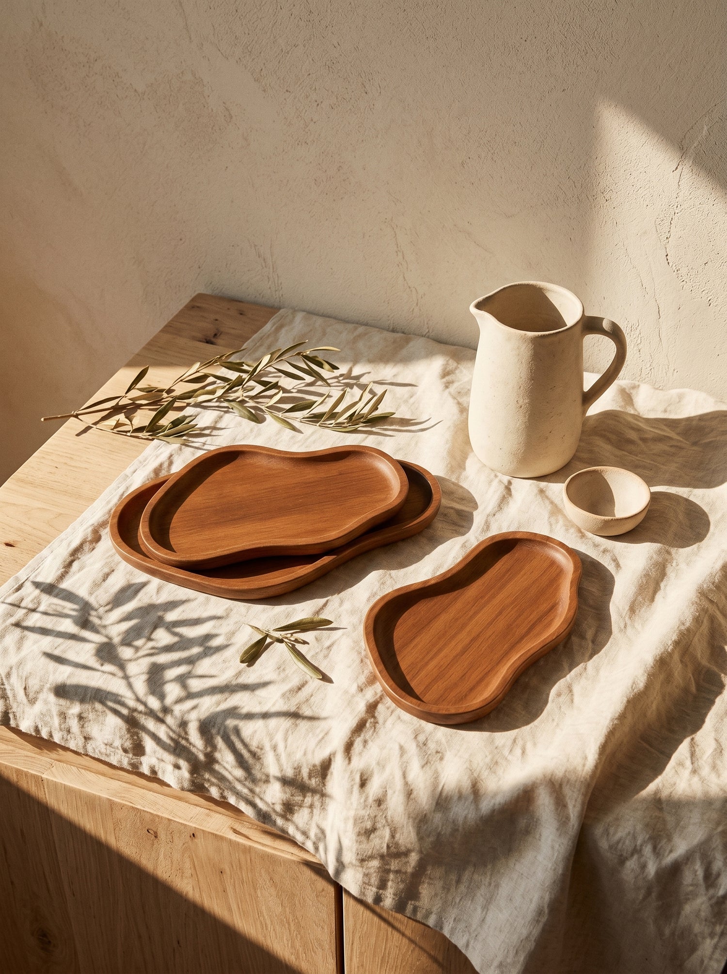 Lot de 3 plateaux en bois d’acacia