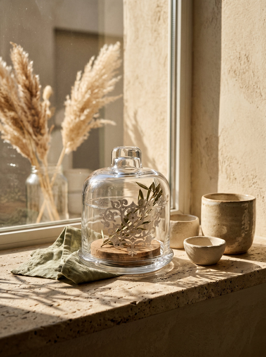 Cloche en verre orientale argenté