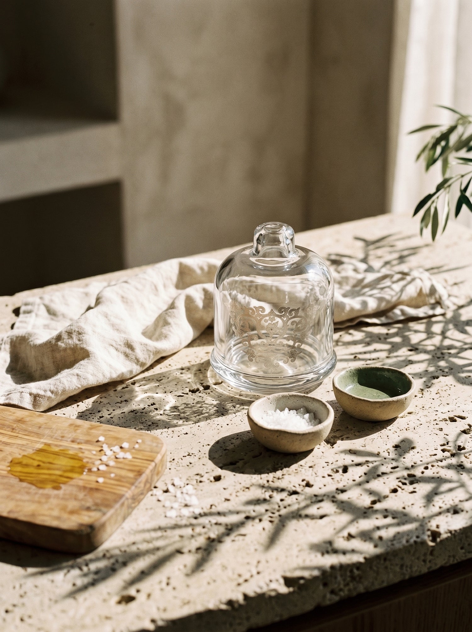 Cloche en verre orientale argenté