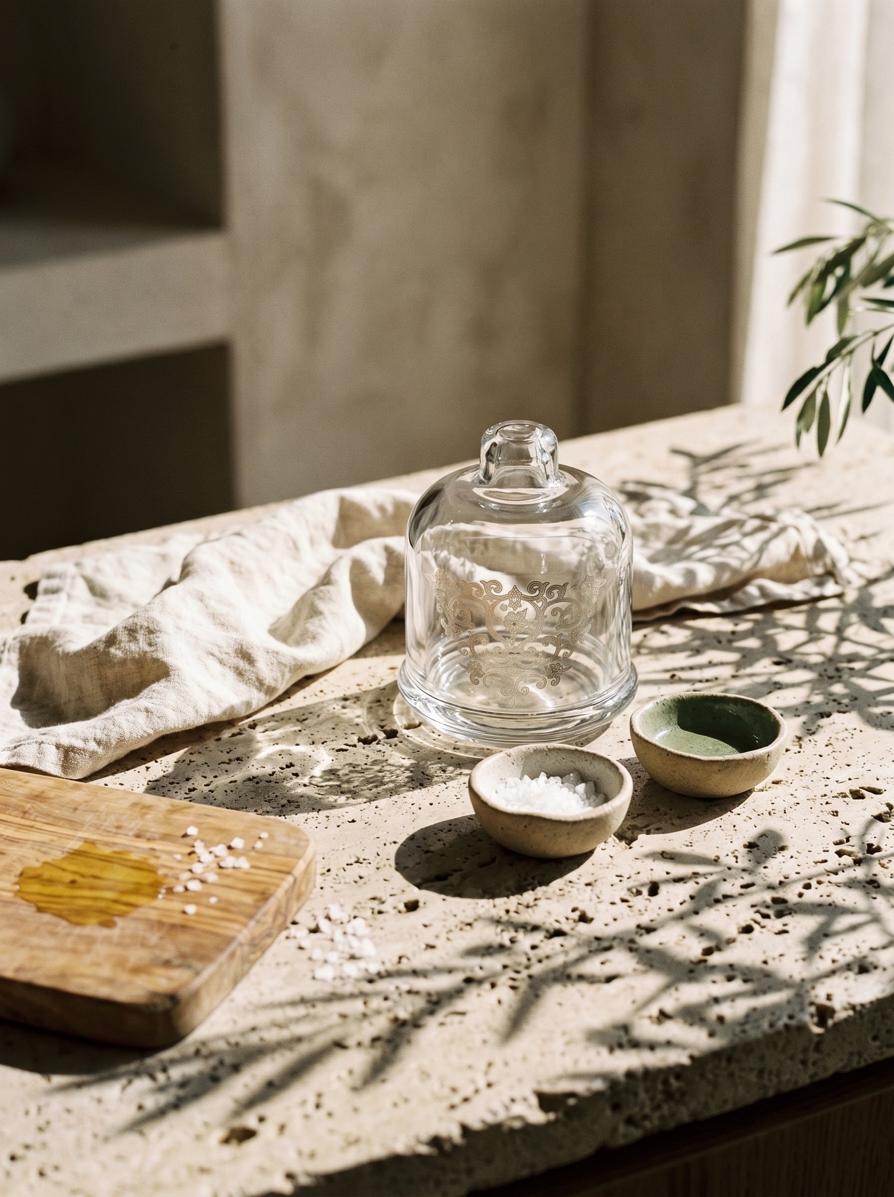 Cloche en verre orientale argenté