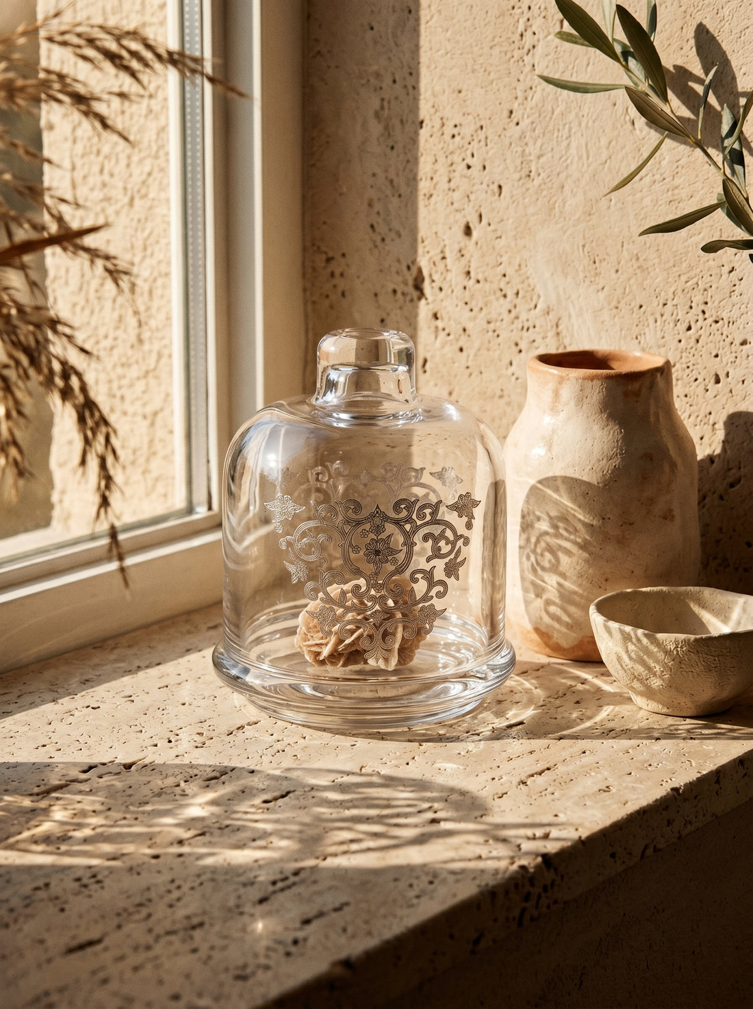 Cloche en verre orientale argenté