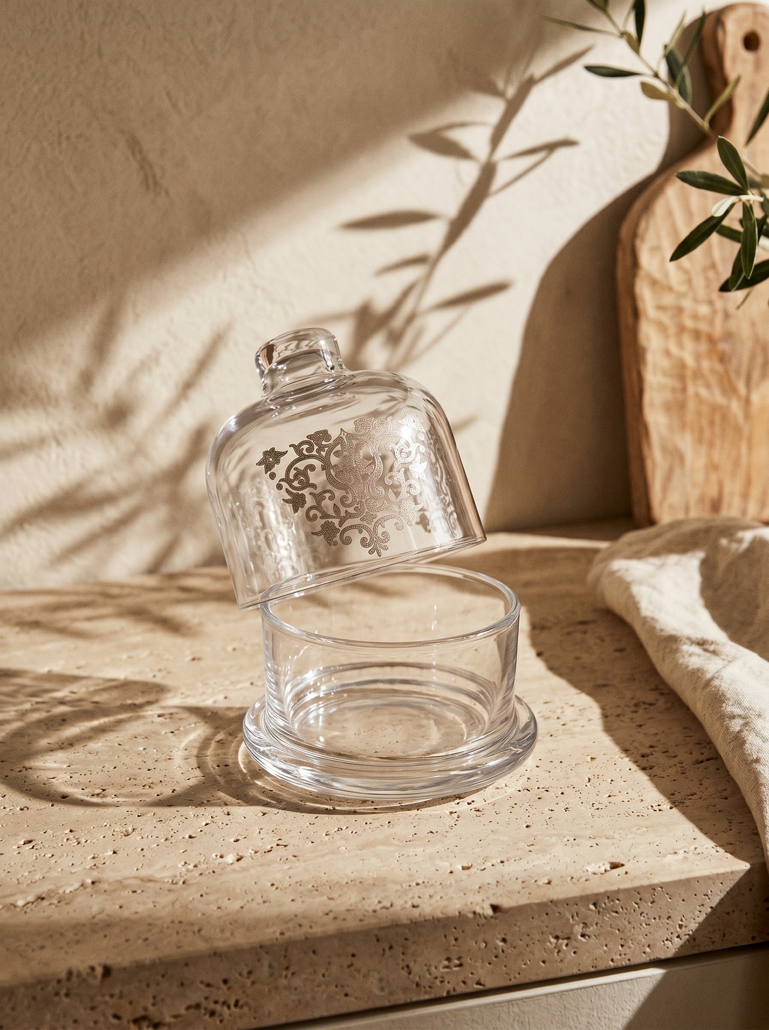 Cloche en verre orientale argenté