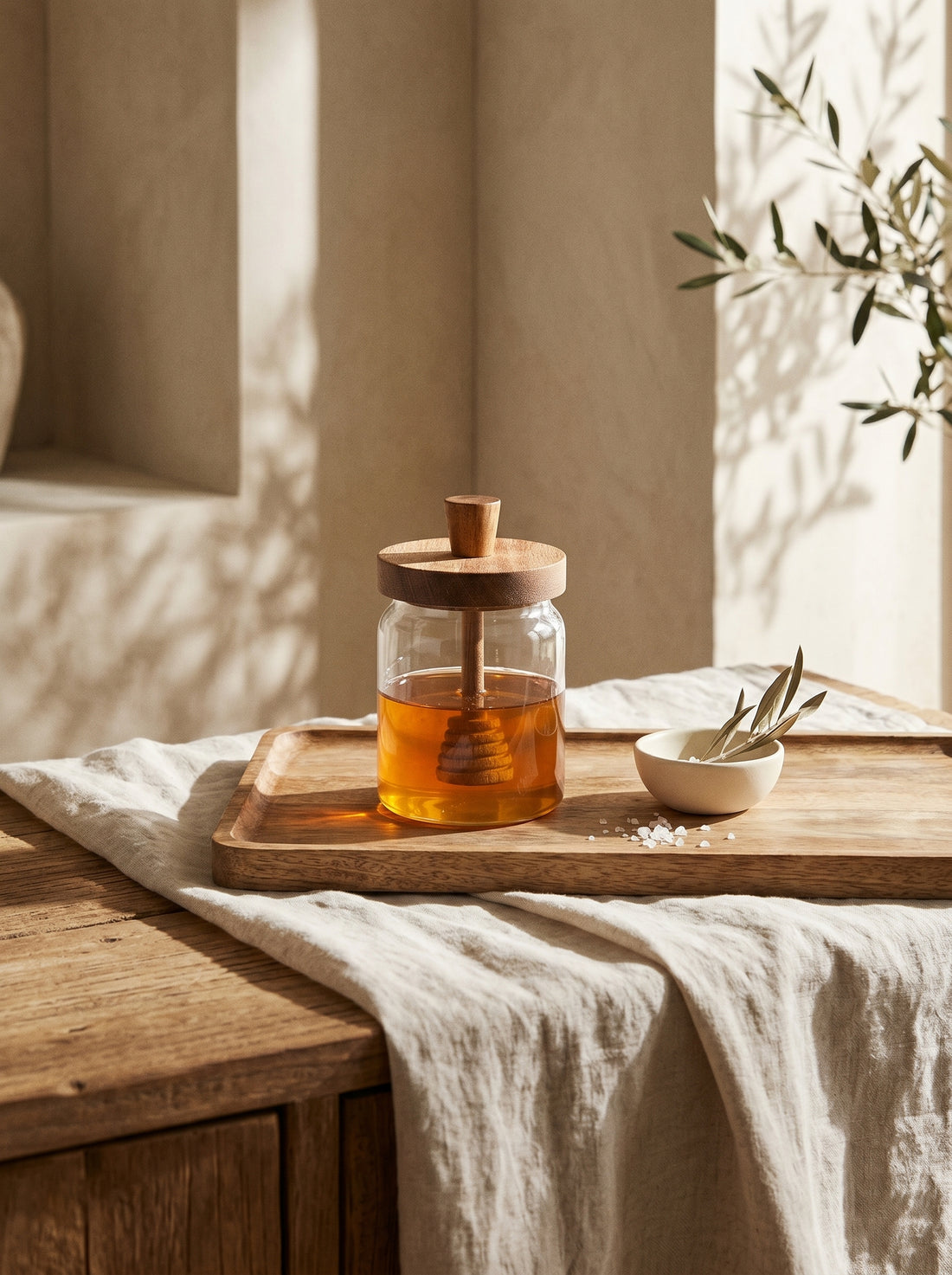 Pot de miel bois d’acacia – Rangement alimentaire