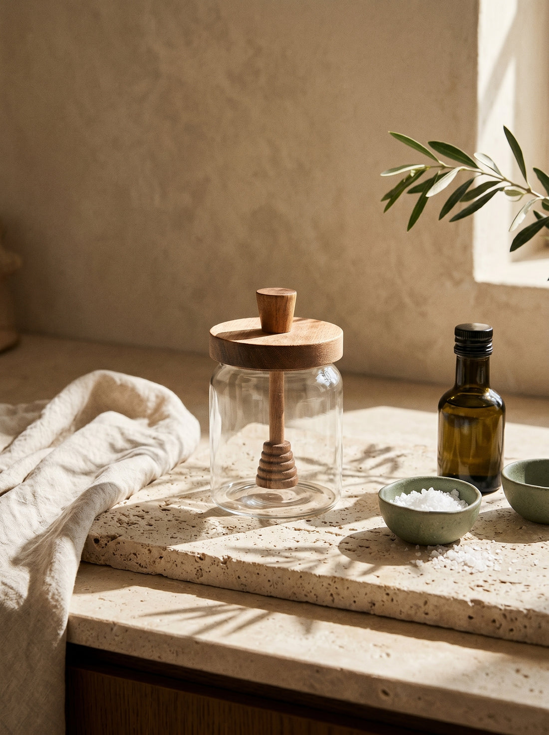 Pot de miel bois d’acacia – Rangement alimentaire