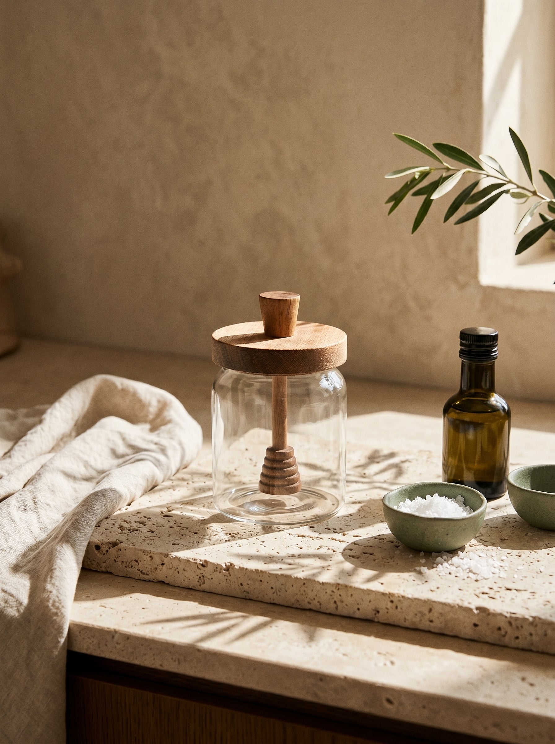 Pot de miel bois d’acacia – Rangement alimentaire