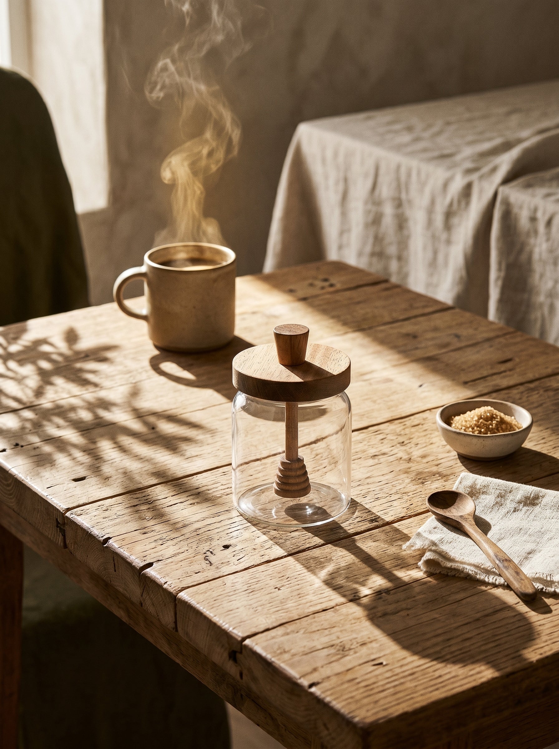 Pot de miel bois d’acacia – Rangement alimentaire