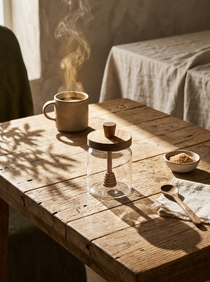 Pot de miel bois d’acacia – Rangement alimentaire