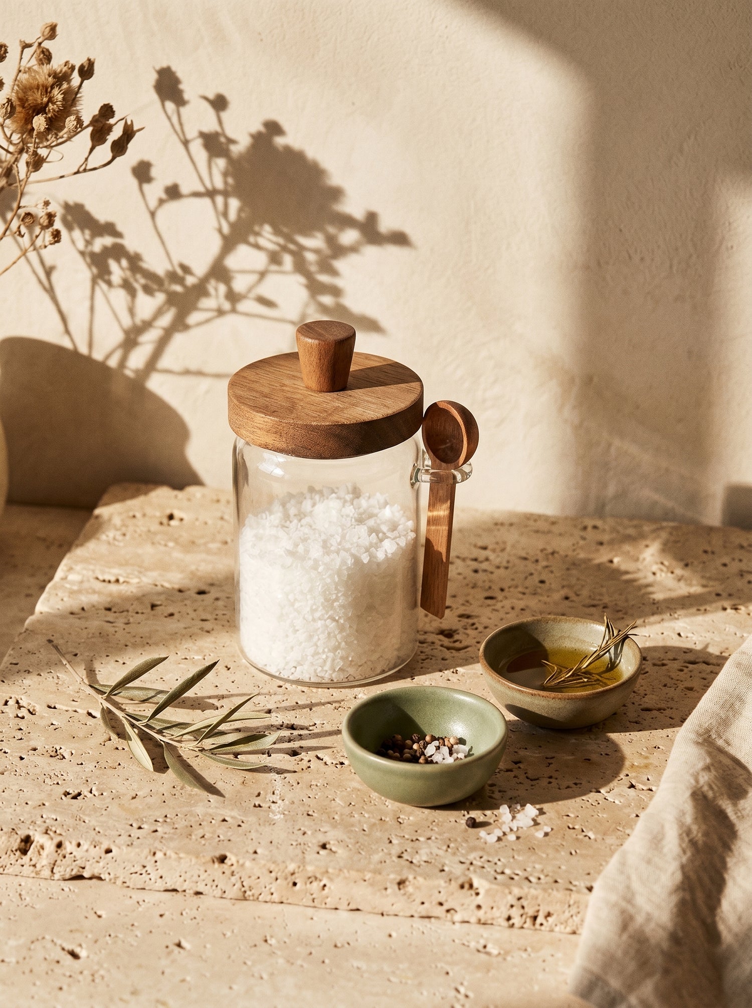 Pot de cuisine en bois d’acacia – Rangement alimentaire