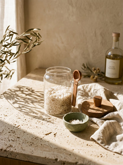 Pot de cuisine en bois d’acacia – Rangement alimentaire