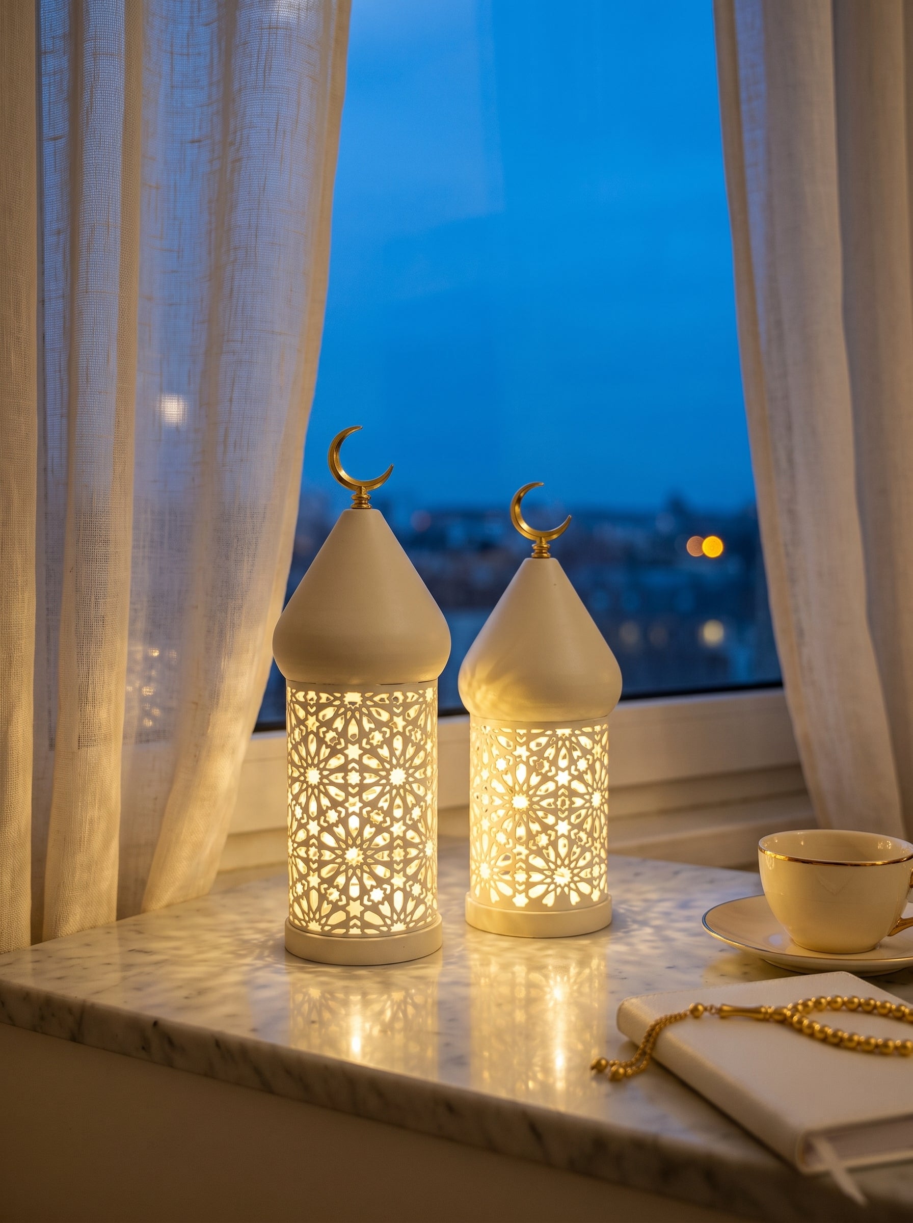 Grande Lanterne lumineuse LED - Blanche