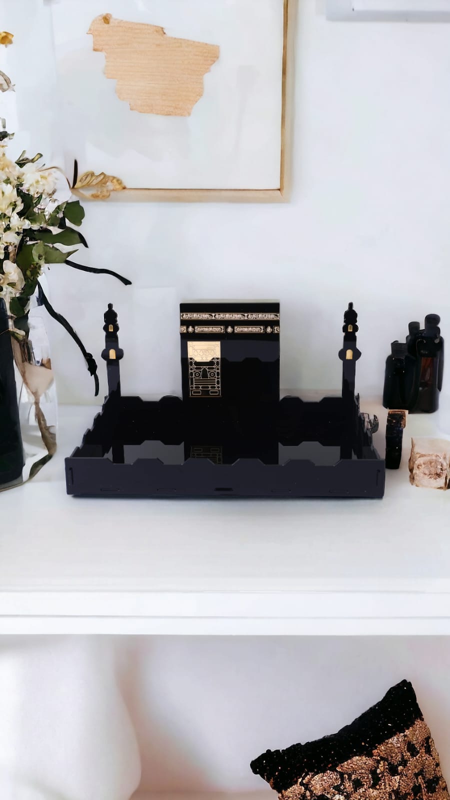 Plateau Kaaba en Acrylique - Noir et doré - Happy Muz Deco